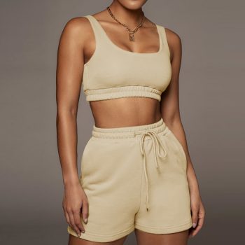 Two-Piece Running Suit With Lace-Up Shorts