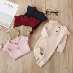 Baby Casual Rompers Jumpsuit Children's New Baby Sunken Stripe Girls' Long-sleeved Jumpsuit
