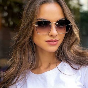 European And American Square Sunglasses Trimmed Frameless Tide Large Rim Sunglasses