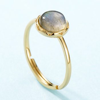 Blue Round Geometric Sterling Silver Ring