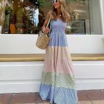 Summer Women's Printed Dress Striped Slim Sleeveless Dress