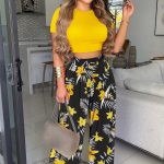 Printed Short Sleeve Top Pants Set