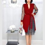 Spliced polka dot slit dress