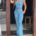 Slim Blouse And High Waist Long Pants Temperament Suit Women