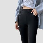 Autumn And Winter Double Buckle Shark Black Leggings