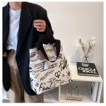 Letter Print Shopping Tote Simple Large Capacity Tote Bag