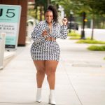 Women's Casual Geometric Print Long-sleeved Skirt Suit