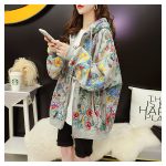 Women Plus Velvet Thick Hooded Hoodies Casual Loose Floral Print