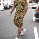 Fashion Simple Men's Short-sleeved Shorts Two-piece Suit