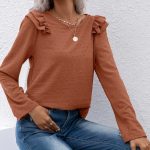 Dot Jacquard Long-sleeved Round Neck Pullover Shirt