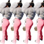 Solid Color Sweatshirt Fabric Slit Micro Flared Sweatpants