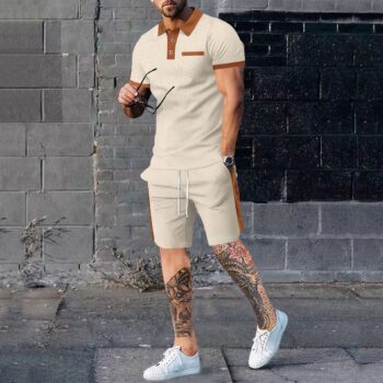 Color Matching Short-sleeved Shorts Two-piece Casual