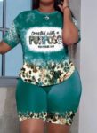 Women'S Two-Piece Set Featuring A Stylish Printed T-Shirt And Casual Shorts