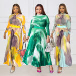 Women's Fashion Pleated Skirt Two-piece Set
