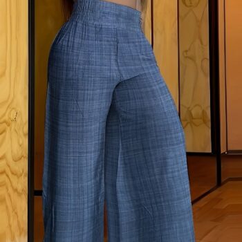 Solid Simple Palazzo Pants Casual Wide Leg Elastic Waist Pants