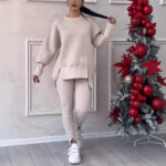 Women's Long-sleeved Printed Sweater Leggings Suit