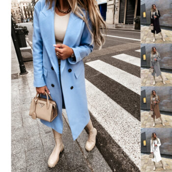 Women's Suit Collar Double-breasted Nizi Coat